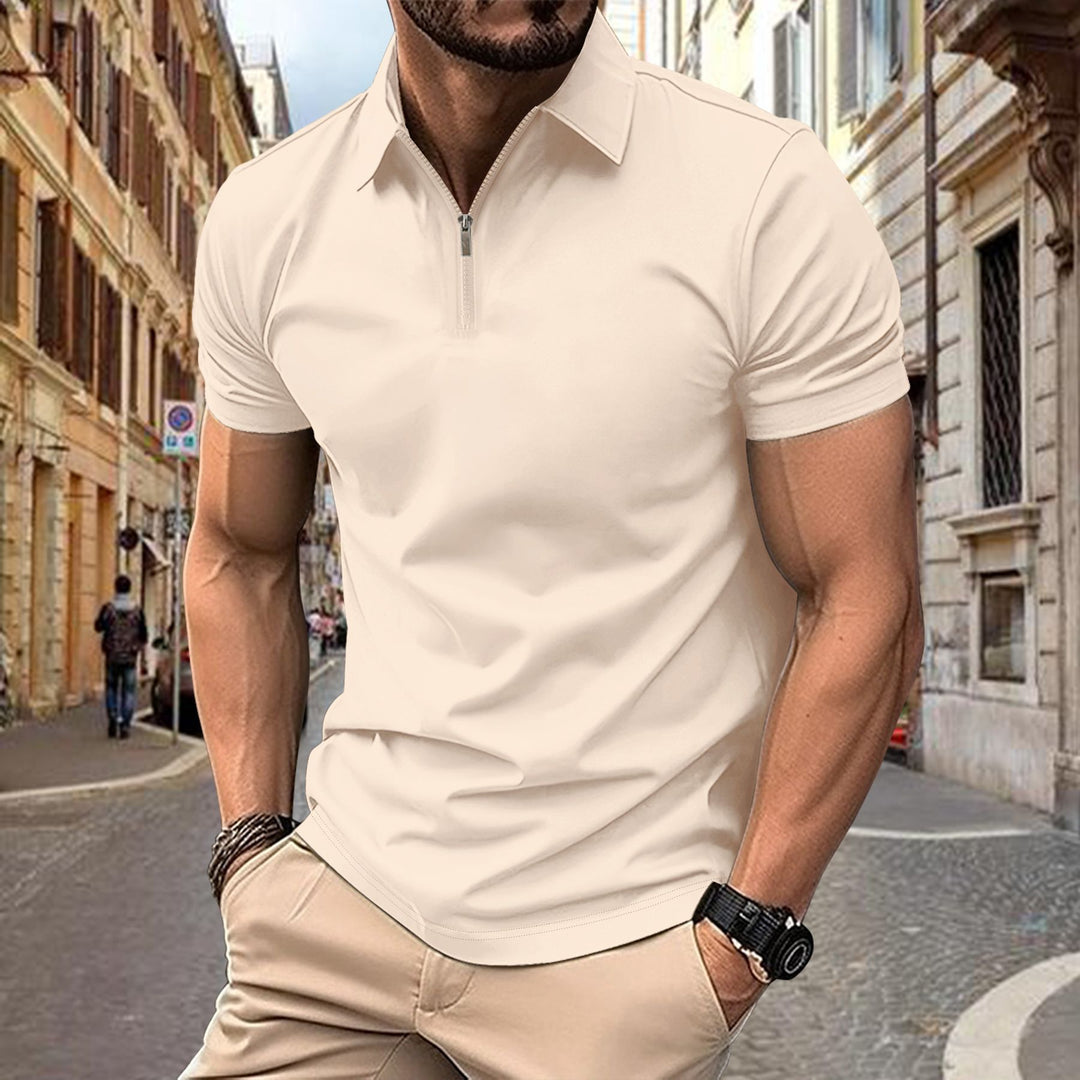 Herren Poloshirt mit kurzem Reißverschluss und modernem Stehkragen Aliams