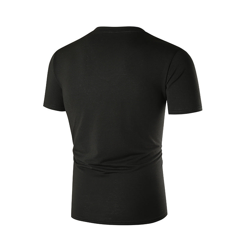 Herren V-Ausschnitt T-Shirt mit Brusttasche und figurbetonter Passform Aliams
