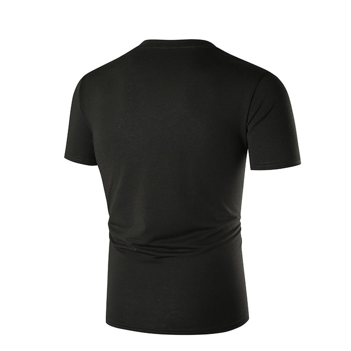 Herren V-Ausschnitt T-Shirt mit Brusttasche und figurbetonter Passform Aliams