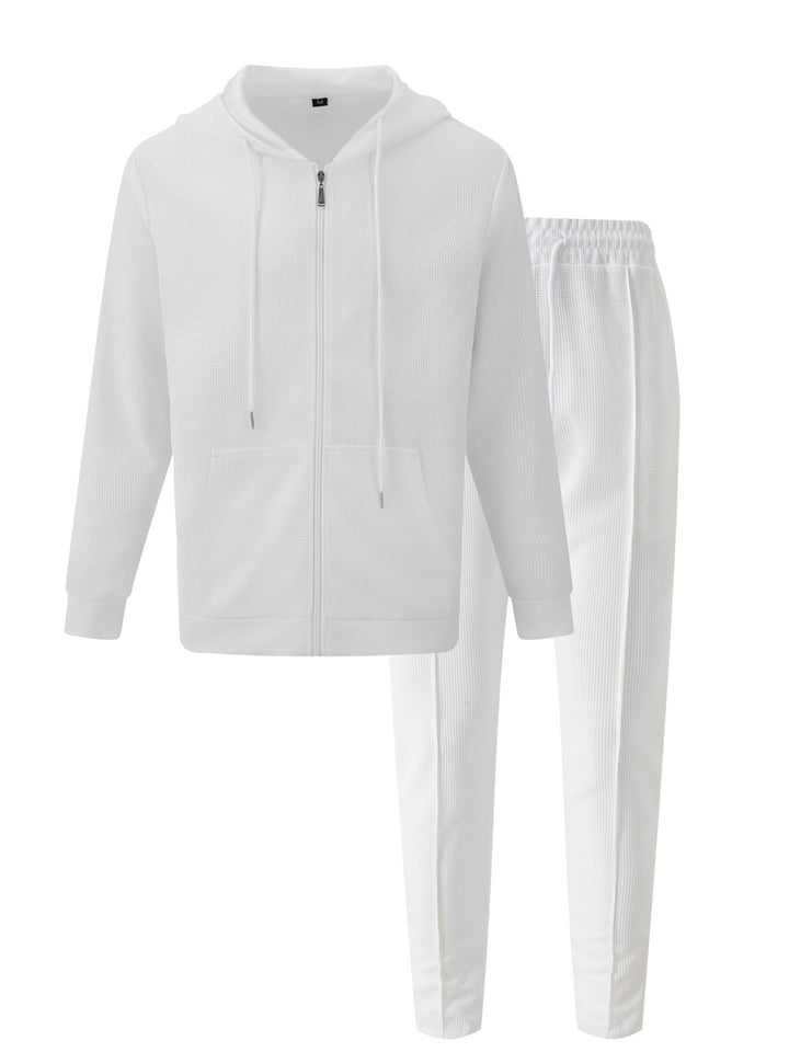 Herren sportliches Hoodie-Set aus atmungsaktivem Strukturmaterial mit elastischem Bund Aliams