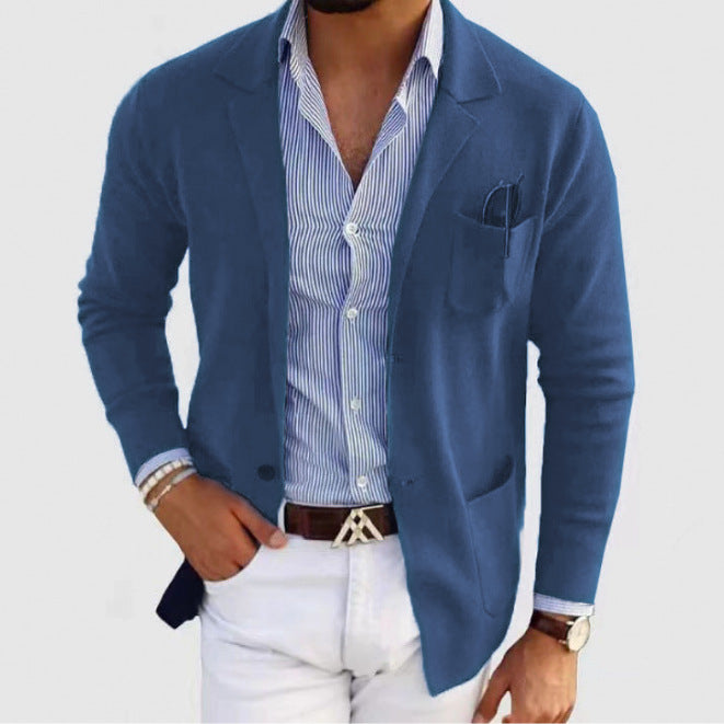 Herren elegante Strickblazer mit klassischem Schnitt und praktischen Taschen Aliams