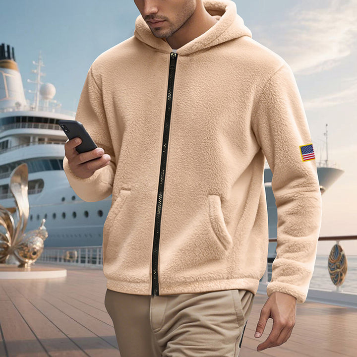 Herren Fleecejacke mit durchgehendem Reißverschluss und praktischen Taschen Aliams