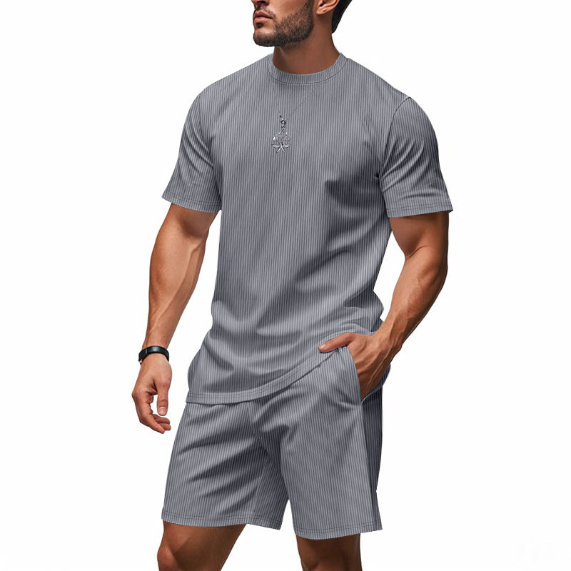 Herren Sportliches Freizeit-Set mit kurzärmligem Oberteil und Shorts Aliams