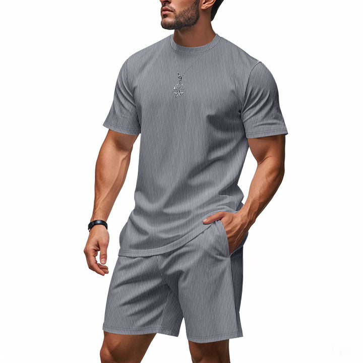 Herren Sportliches Freizeit-Set mit kurzärmligem Oberteil und Shorts Aliams
