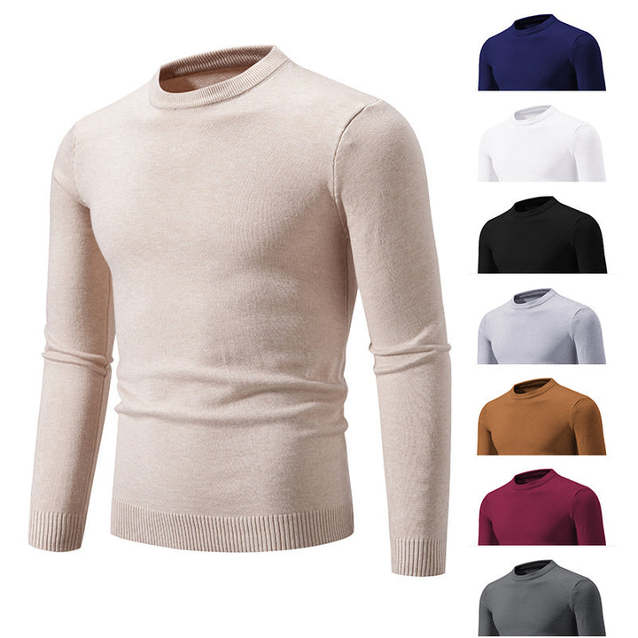 Herren Feiner Strickpullover mit Rundhalsausschnitt und Rippdetails Aliams