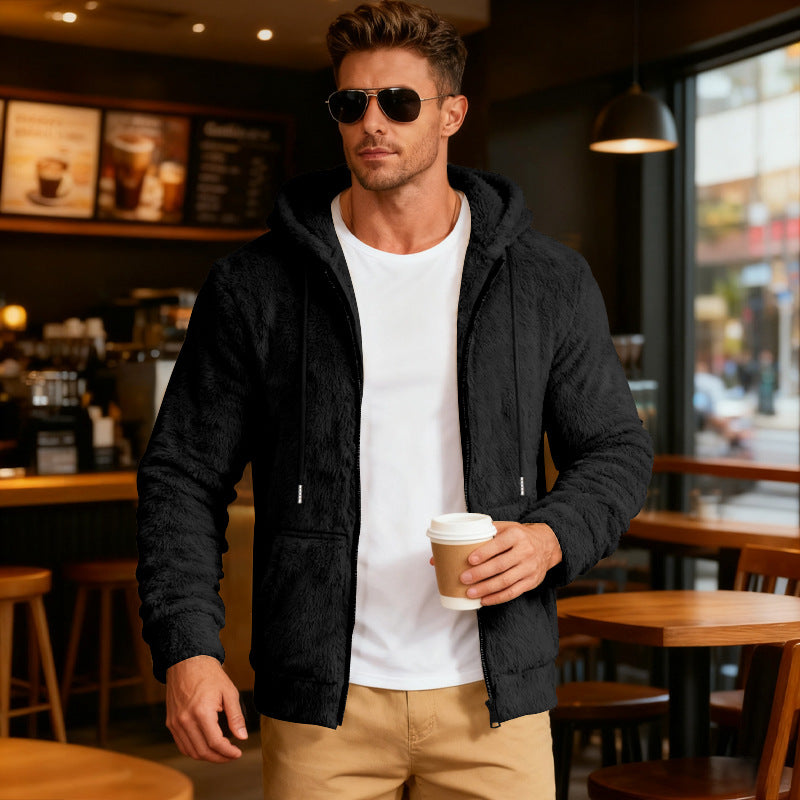 Herren Flauschige Kapuzenjacke Aliams