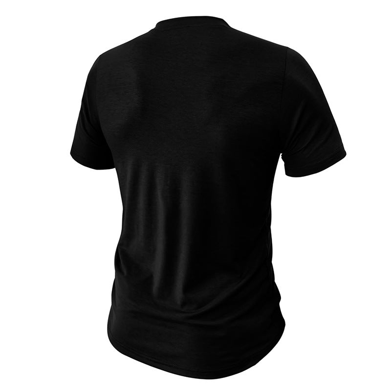 Herren Kurzarm-Henley-Shirt mit modischem Flaggenaufdruck Aliams