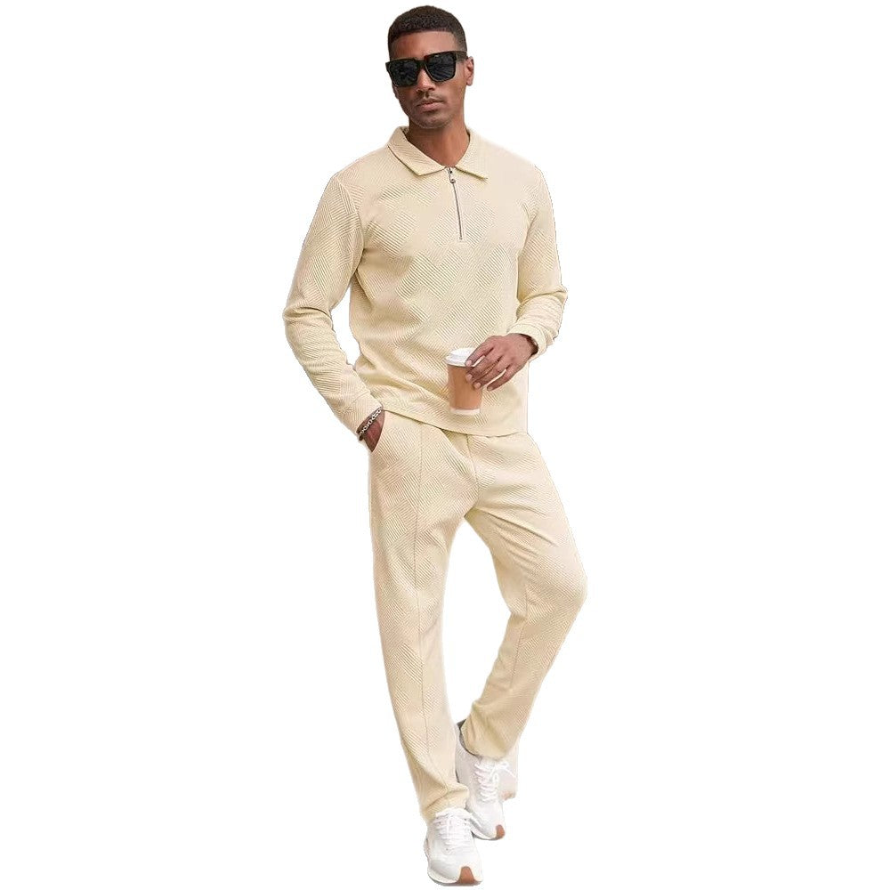 Herren Freizeit-Oberteil und Hose Set mit strukturiertem Design Aliams