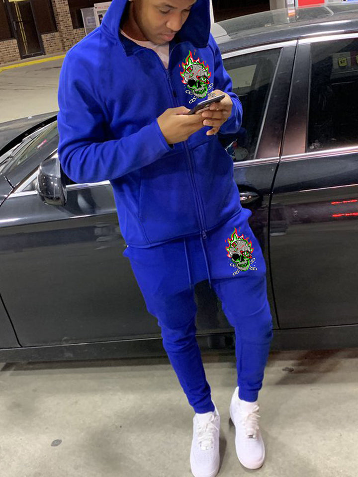 Herren Kapuzenset mit kreativem Totenkopf-Motiv Aliams