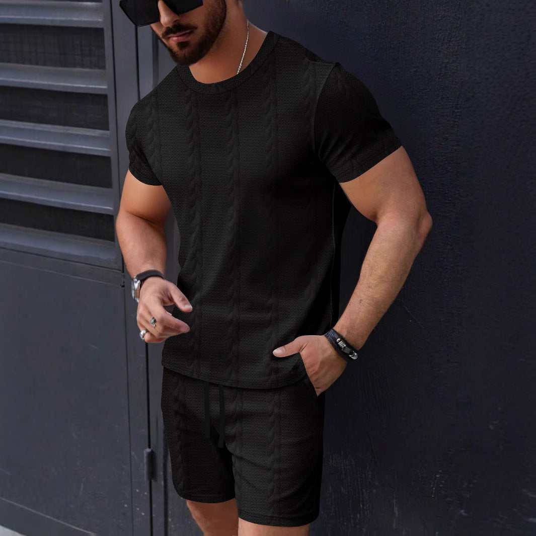 Herren sportliches Kurzarm-T-Shirt und Shorts Set Aliams