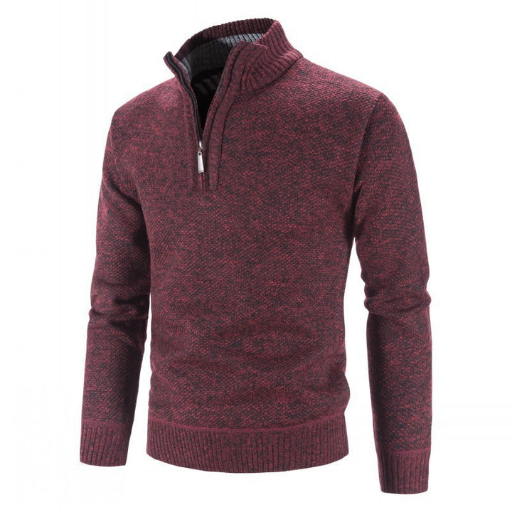 Herren Eleganter Rollkragenpullover mit halbem Reißverschluss Aliams