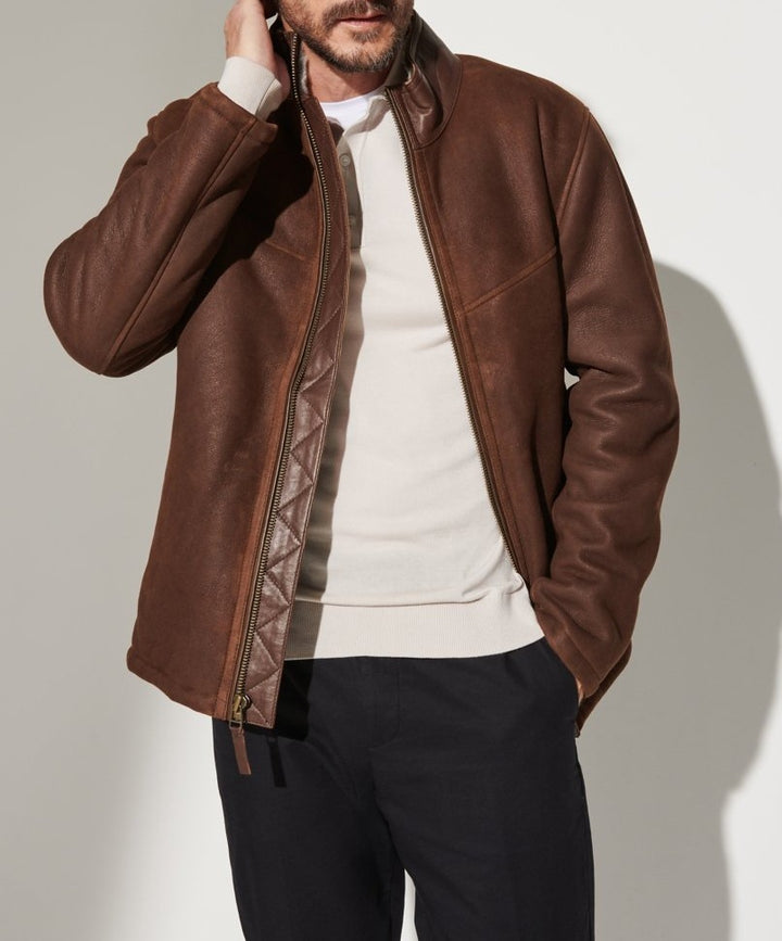 Herren hochwertige Lederjacke mit elegantem Steppdesign Aliams