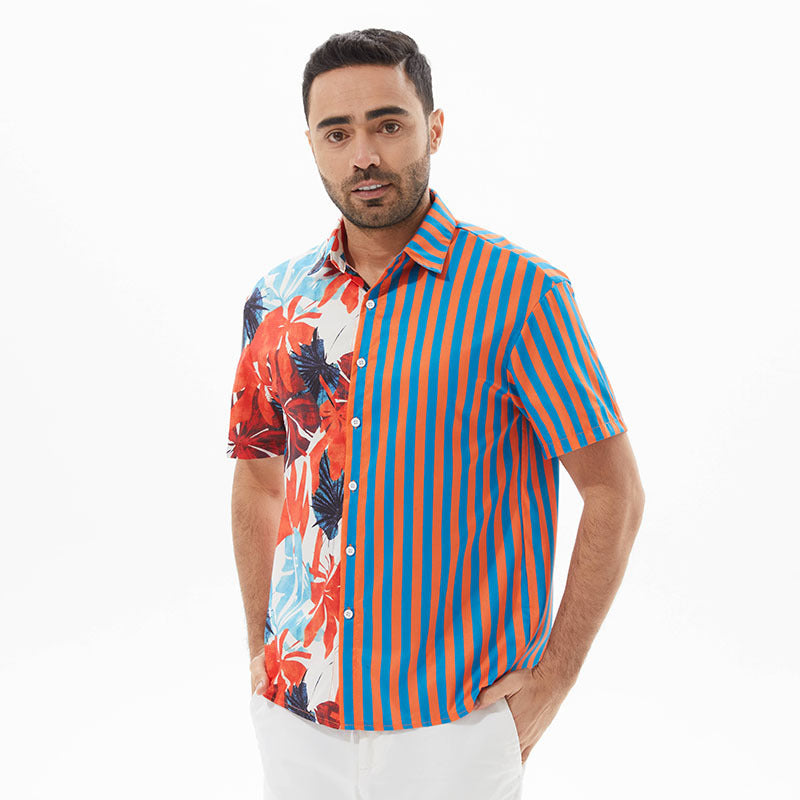 Herren Kurzarmhemd mit buntem Muster und Sommerdesign Aliams