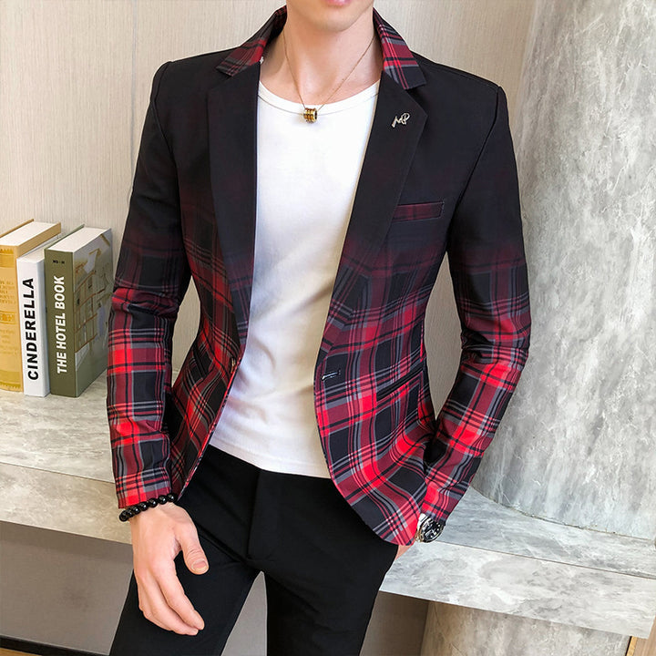 Herren eleganter Karo-Blazer mit modernem Schnitt und feinen Details Aliams