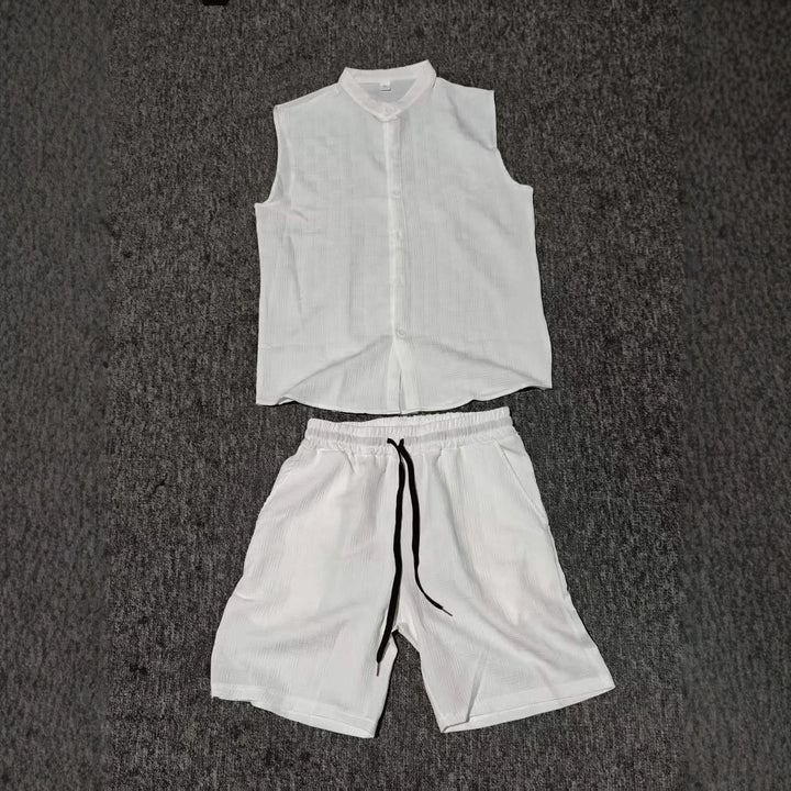 Männer Casual Ärmellos Knopf-up Set Aliams