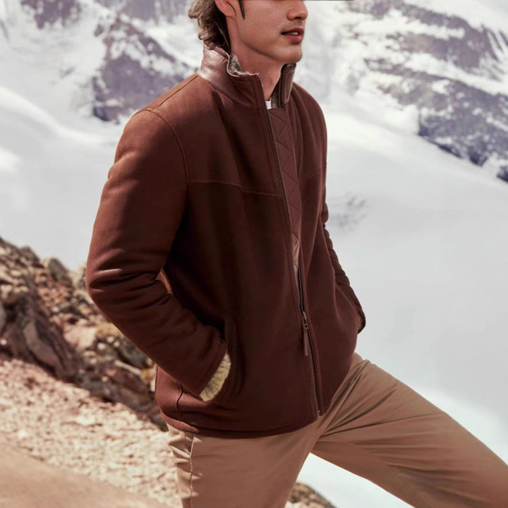 Herren hochwertige Lederjacke mit elegantem Steppdesign Aliams