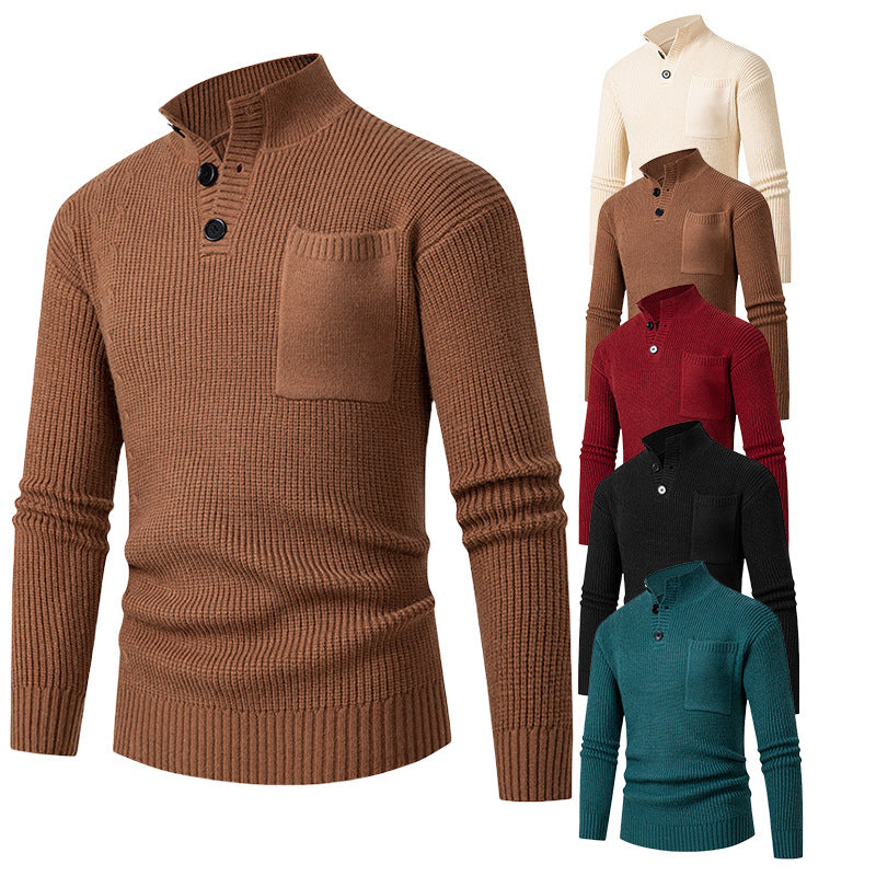Herren Hochwertiger Pullover mit Modalmuster und Brusttasche Aliams