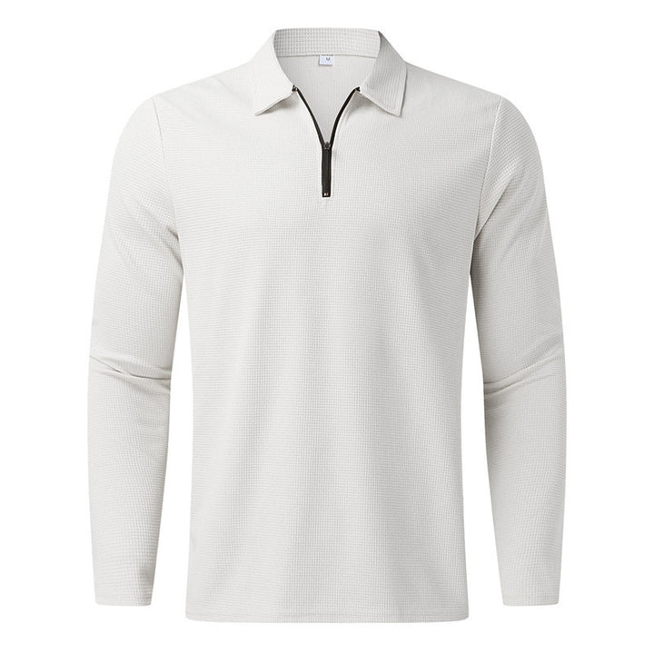 Herren Sportliches Langarm-Henley-Shirt mit Reißverschluss und strukturierter Oberfläche Aliams
