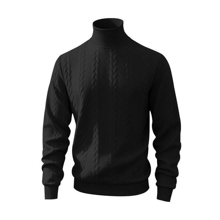 Herren Strickpullover mit Stehkragen und Zopfmuster Aliams