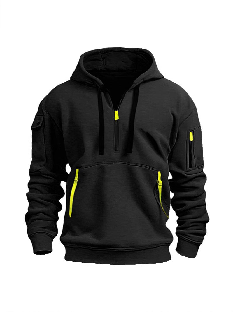Herren funktionale Kapuzenpullover mit mehreren Reißverschlusstaschen Aliams