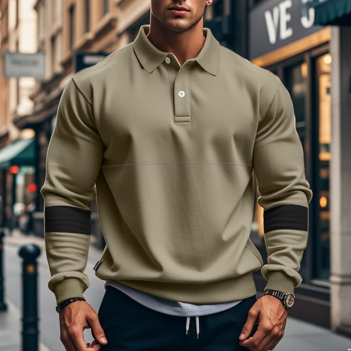 Herren sportliches Sweatshirt mit modernem Stehkragen und eleganten Kontrastärmel Aliams