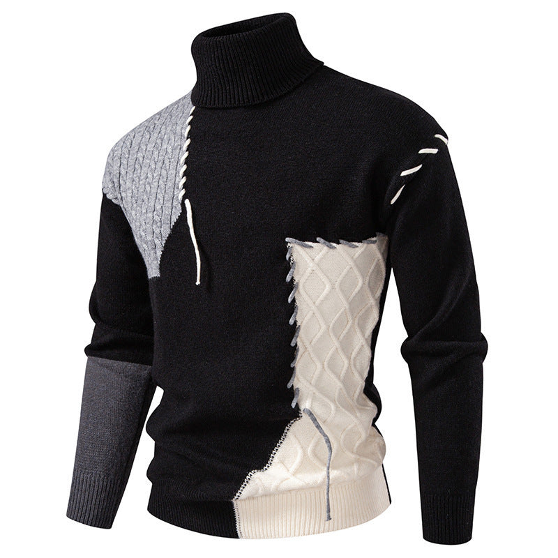 Herren Rollkragenpullover mit kreativem Strickdesign Aliams