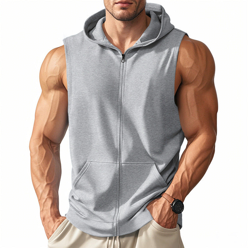 Herren ärmelloses Fitness-Hoodie mit Reißverschluss Aliams