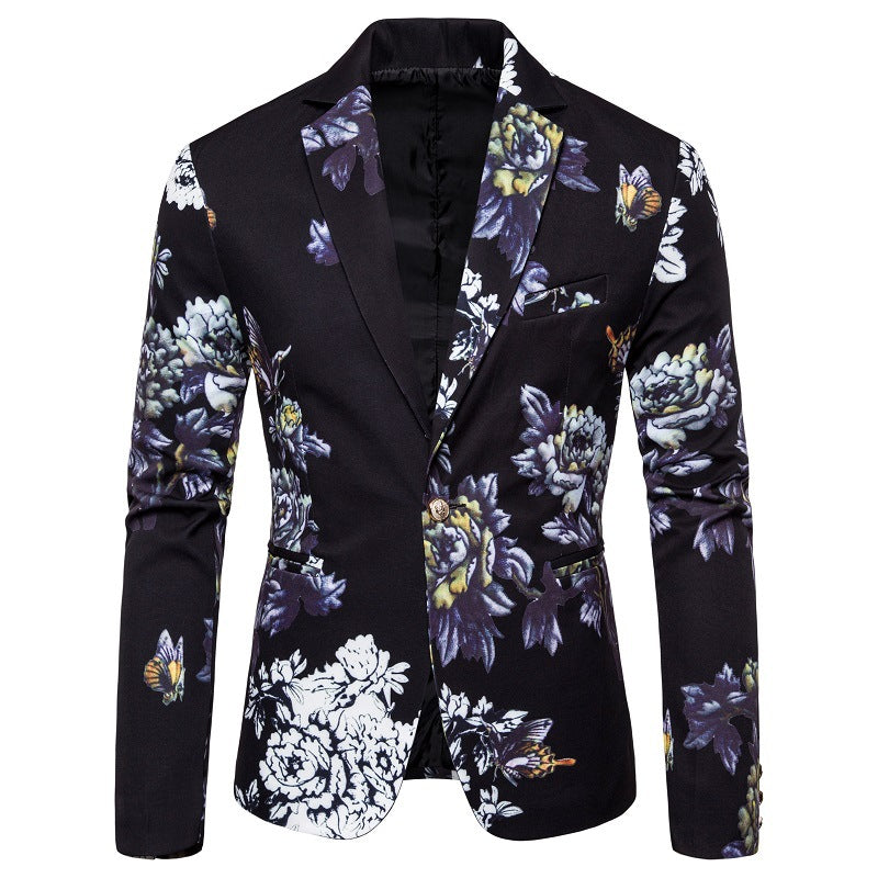 Herren eleganter Blazer mit floralen Mustern und strukturiertem Design Aliams