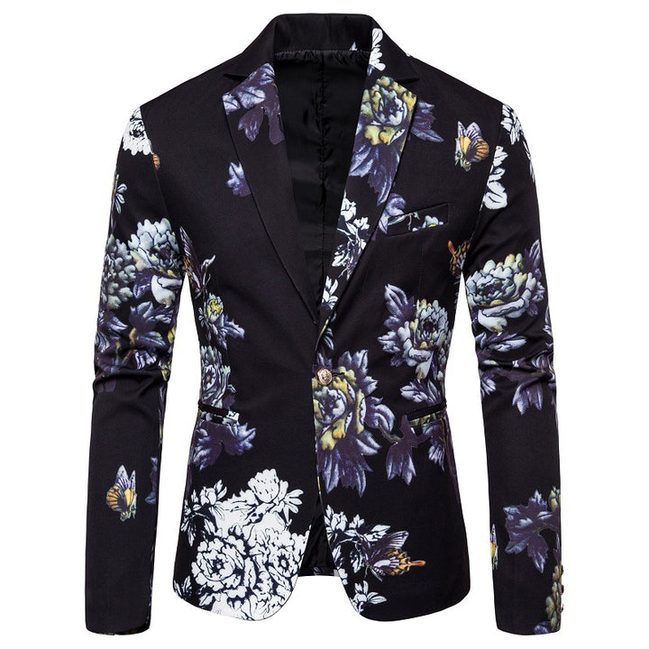 Herren eleganter Blazer mit floralen Mustern und strukturiertem Design Aliams