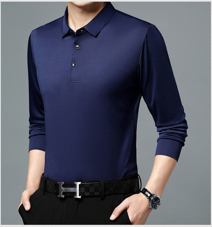 Herren atmungsaktives Langarm Poloshirt mit feuchtigkeitsregulierendem Material Aliams