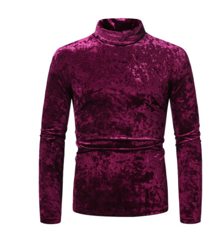 Herren eleganter Rollkragenpullover aus luxuriösem Samtstoff Aliams