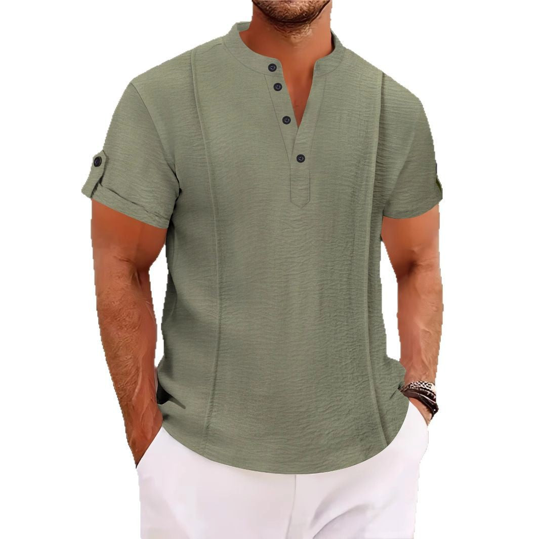 Herren Kurzarm Hemd mit eleganter Knopfleiste und strukturiertem Design Aliams