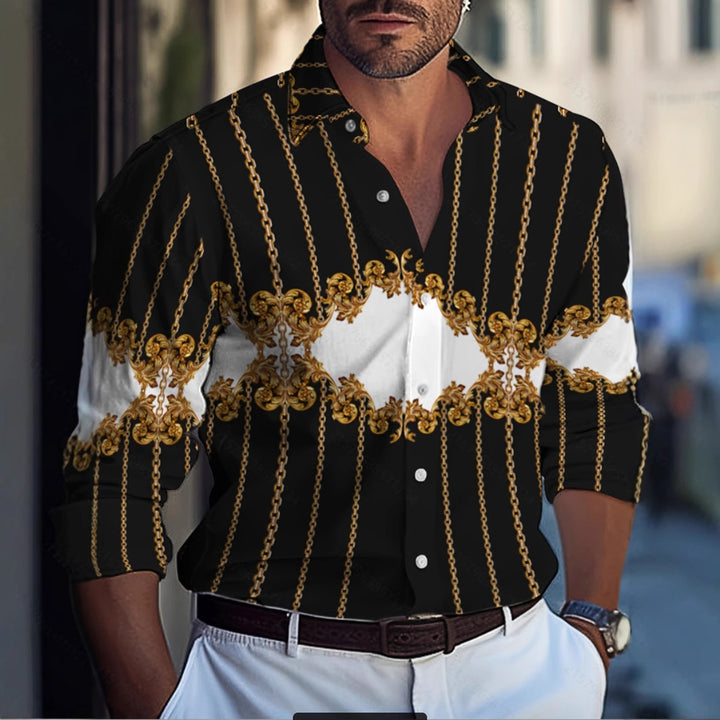 Herren Hemd mit modernem Pinsel-Muster Aliams