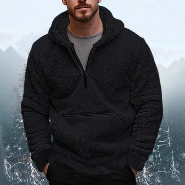 Herren Fleece Kapuzenpullover mit praktischer Kängurutasche Aliams