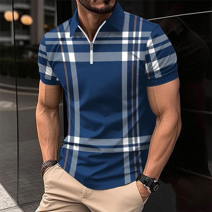 Herren Kurzarm Poloshirt mit modernem Reißverschlussdesign Aliams