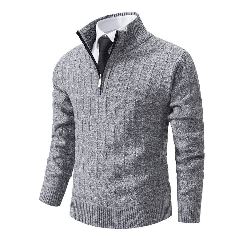 Herren eleganter Strickpullover mit halbem Reißverschluss Aliams