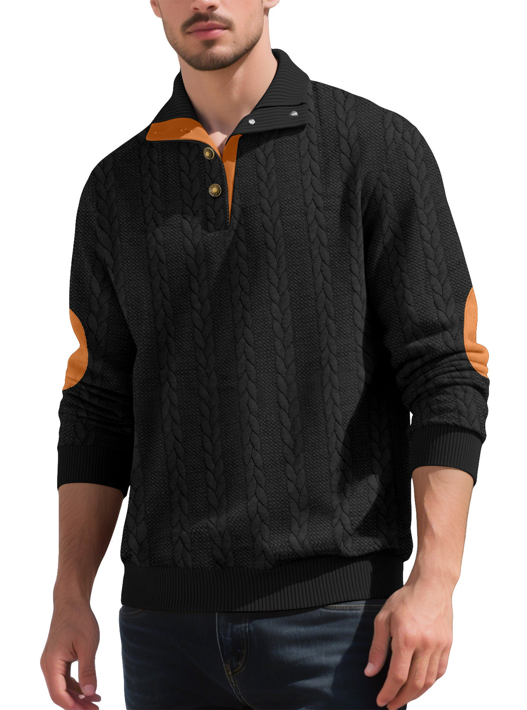 Herren hochwertiger Strickpullover mit modernen Kontrastdetails Aliams