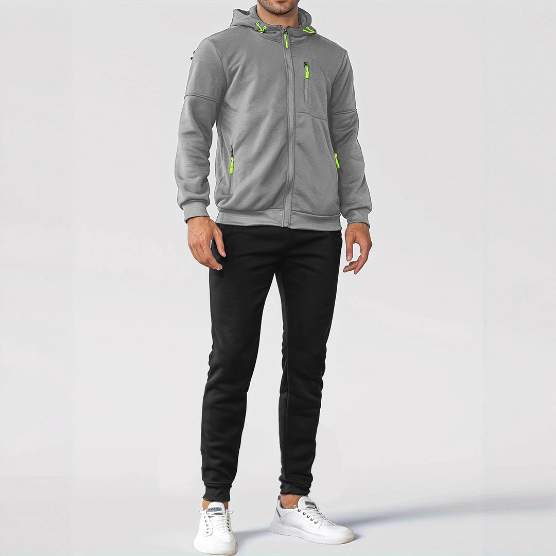 Herren Sportliches Sweatjacken- und Jogginghosen-Set mit funktionalen Taschen Aliams