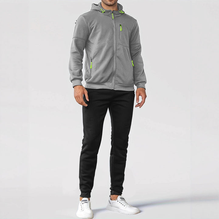Herren Sportliches Sweatjacken- und Jogginghosen-Set mit funktionalen Taschen Aliams