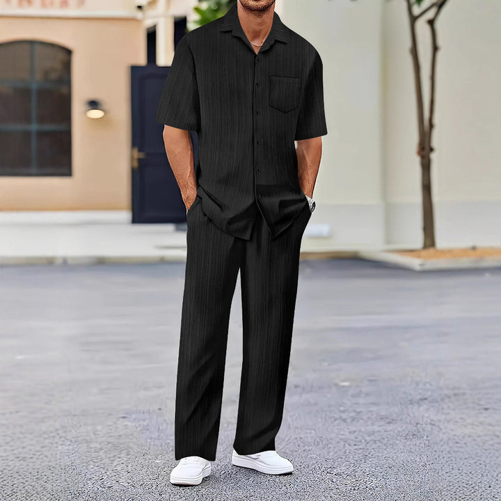 Herren Freizeitanzug mit eleganter Textur und praktischen Taschen Aliams