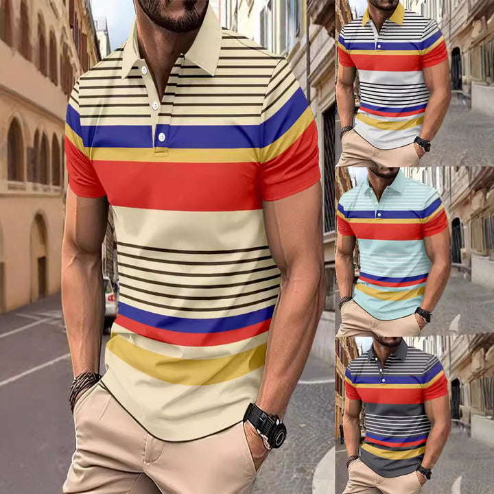 Herren Poloshirt mit modischem Streifendessin und hochwertiger Baumwollmischung Aliams