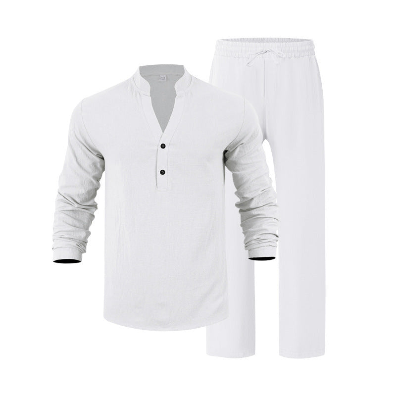 Herren Freizeit-Loungewear-Set mit langärmligem Hemd und bequemen Jogginghosen Aliams