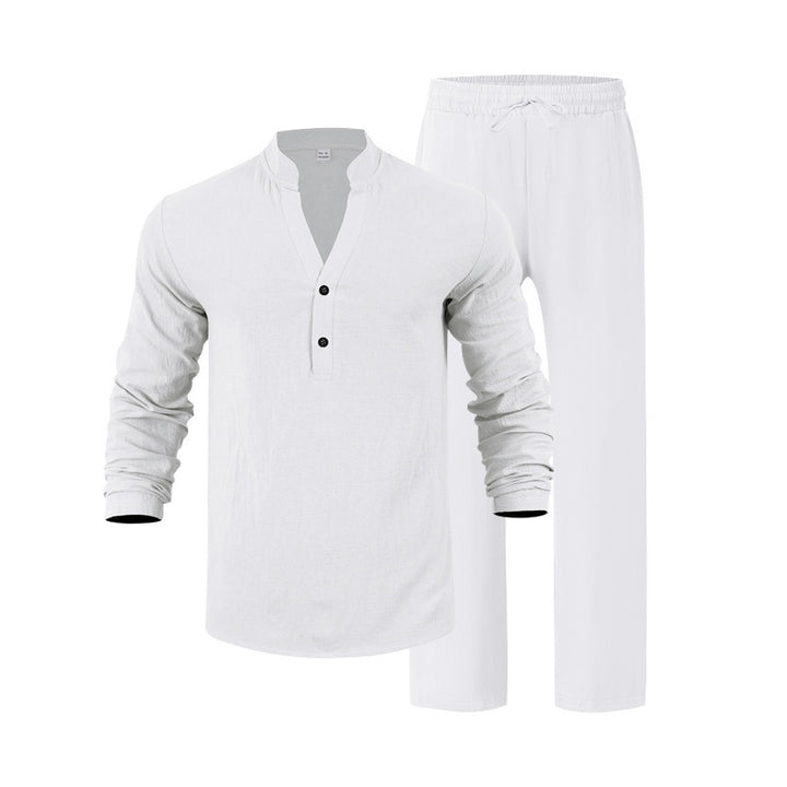 Herren Freizeit-Loungewear-Set mit langärmligem Hemd und bequemen Jogginghosen Aliams