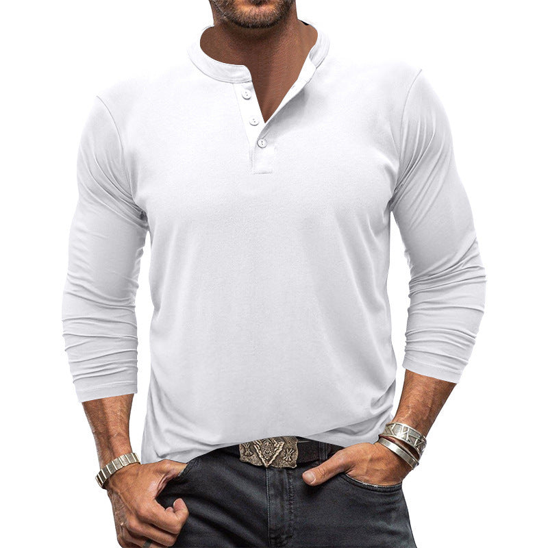 Herren Langarm T-Shirt mit Knopfleiste Aliams