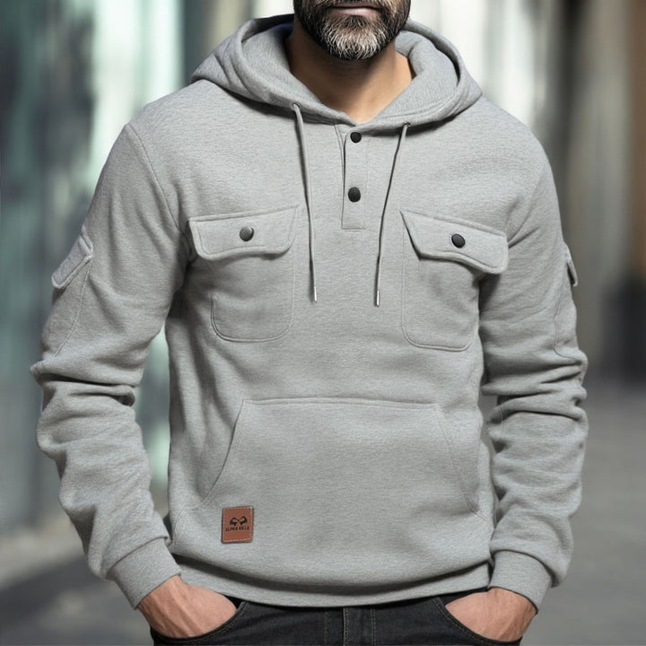 Herren Fleece-Hoodie mit praktischen Brusttaschen Aliams