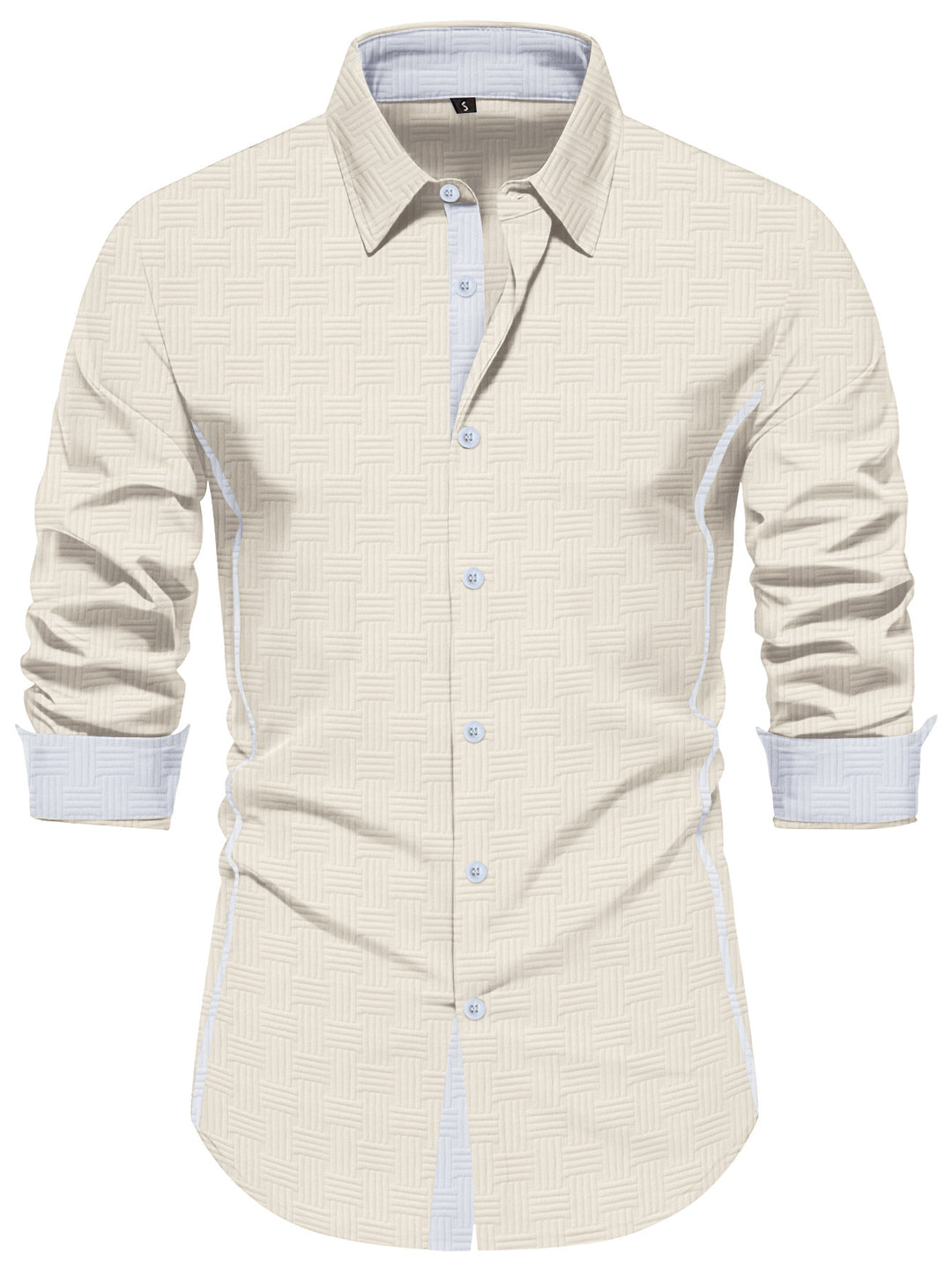 Herren Elegante Langarmhemd mit Strukturiertem Muster Aliams