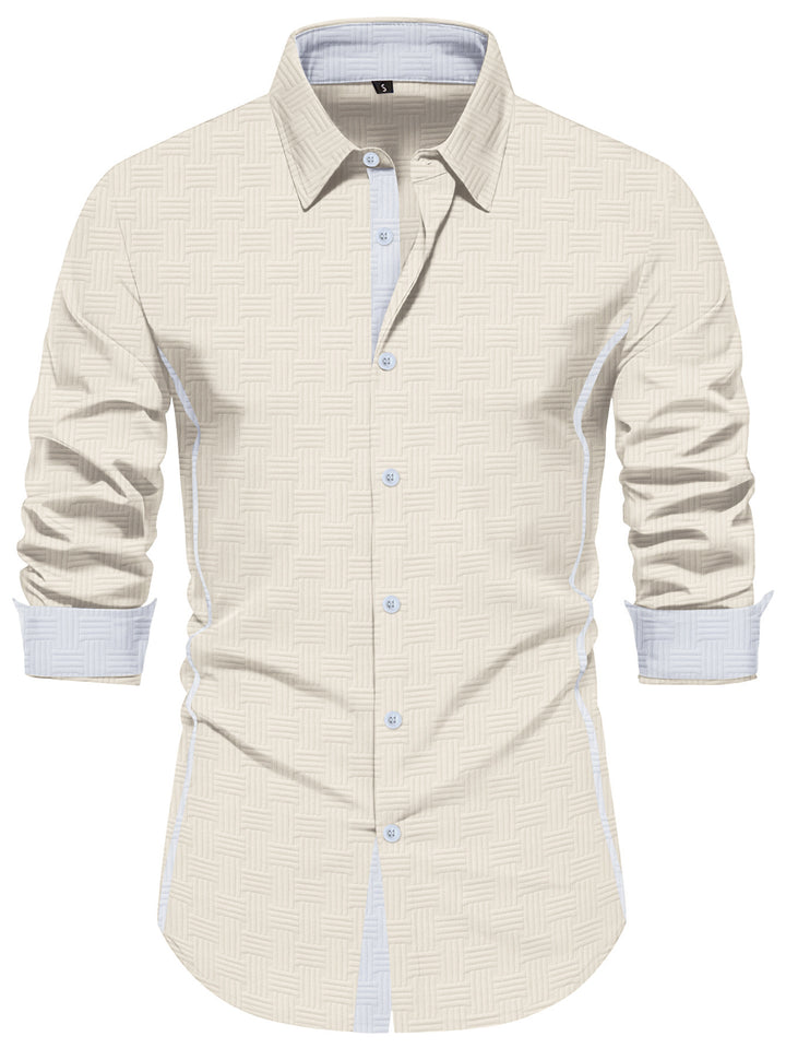 Herren Elegante Langarmhemd mit Strukturiertem Muster Aliams