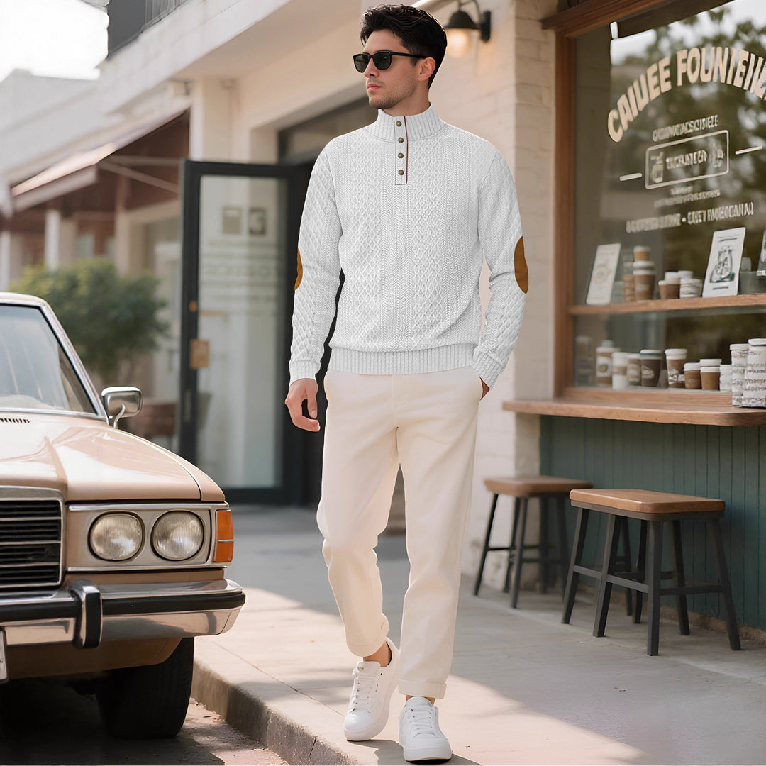 Herren Strickpullover mit hohem Kragen und eleganten Knopfleisten Aliams