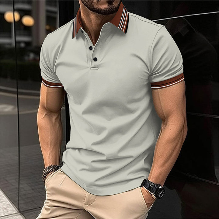 Herren Kurzarm Poloshirt mit modernem Kragen und eleganten Kontrastdetails Aliams