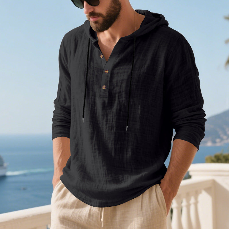 Herren Kapuzenshirt mit Knopfleiste und lässigem Schnitt Aliams